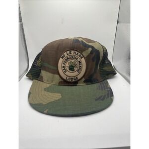 vtg tournament apparel Camo Trucker hat made usa NOS No Le Hace Lodge Mexico‎